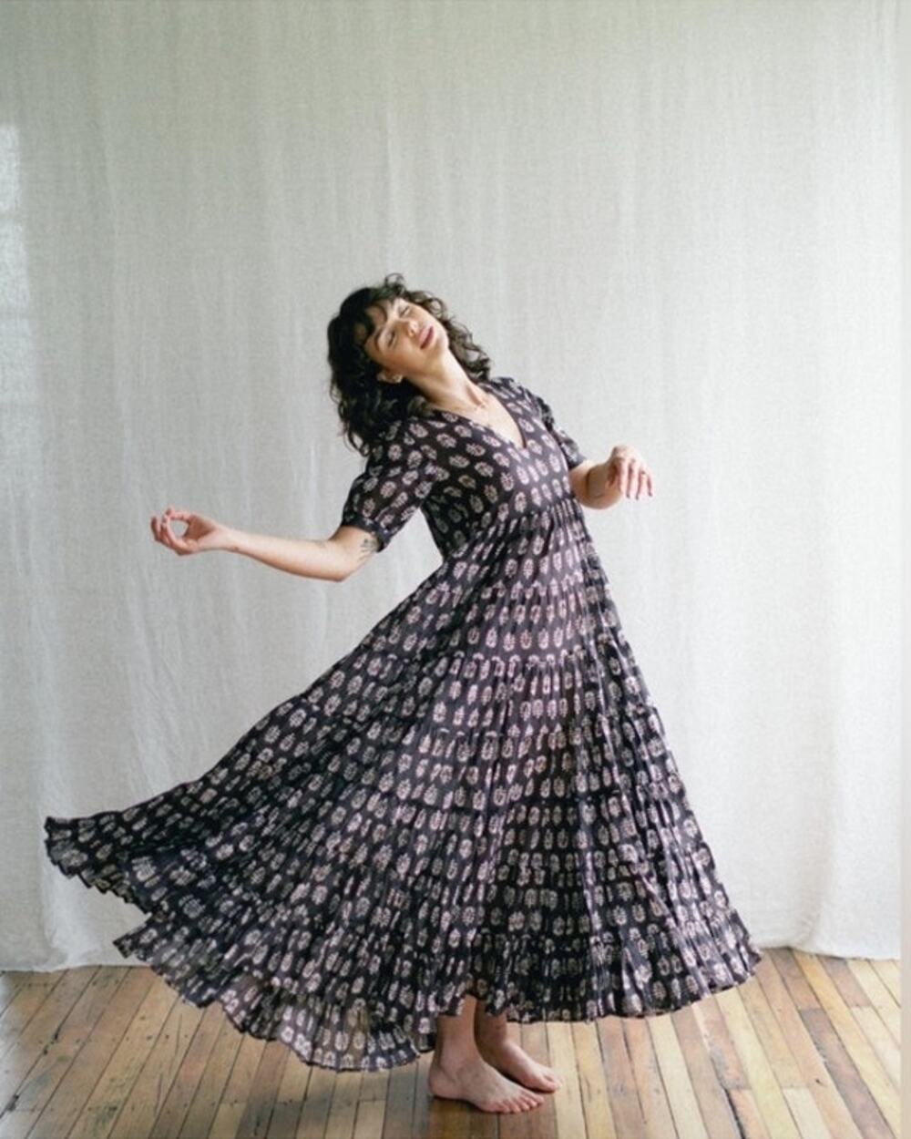 Daughters of India India Chaaya Eggplant Printed Maxi Dress Brown XS